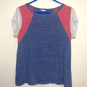 Luna, red, white & blue cap sleeve top. Super soft & comfy! Size L. Like new!